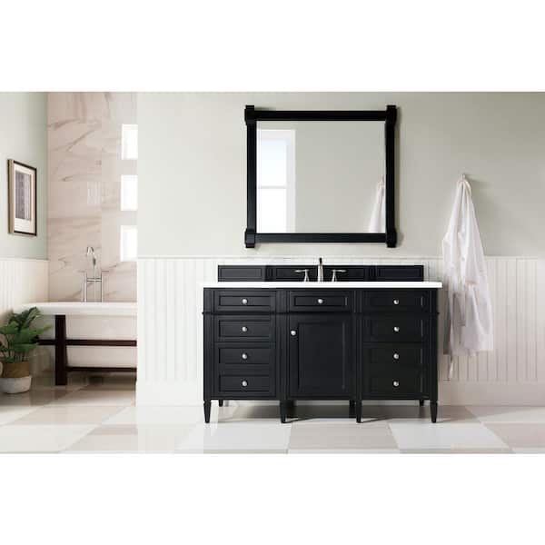 James Martin Vanities Brittany 60 in. W x 23.5 in.D x 34 in. H Single Bath Vanity in Black Onyx with Quartz Top in Classic White