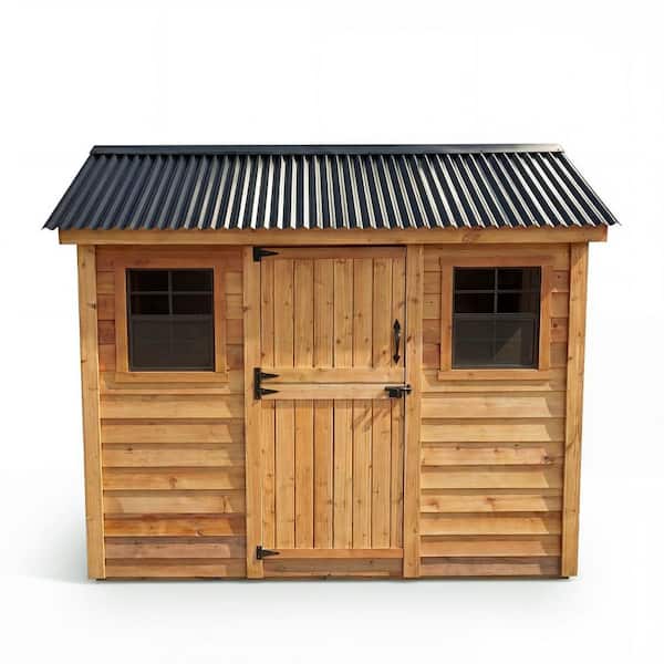 Cabana 9 ft. W x 6 ft. D Cedar Wood Garden Shed with Metal Roof (54 sq. ft.)
