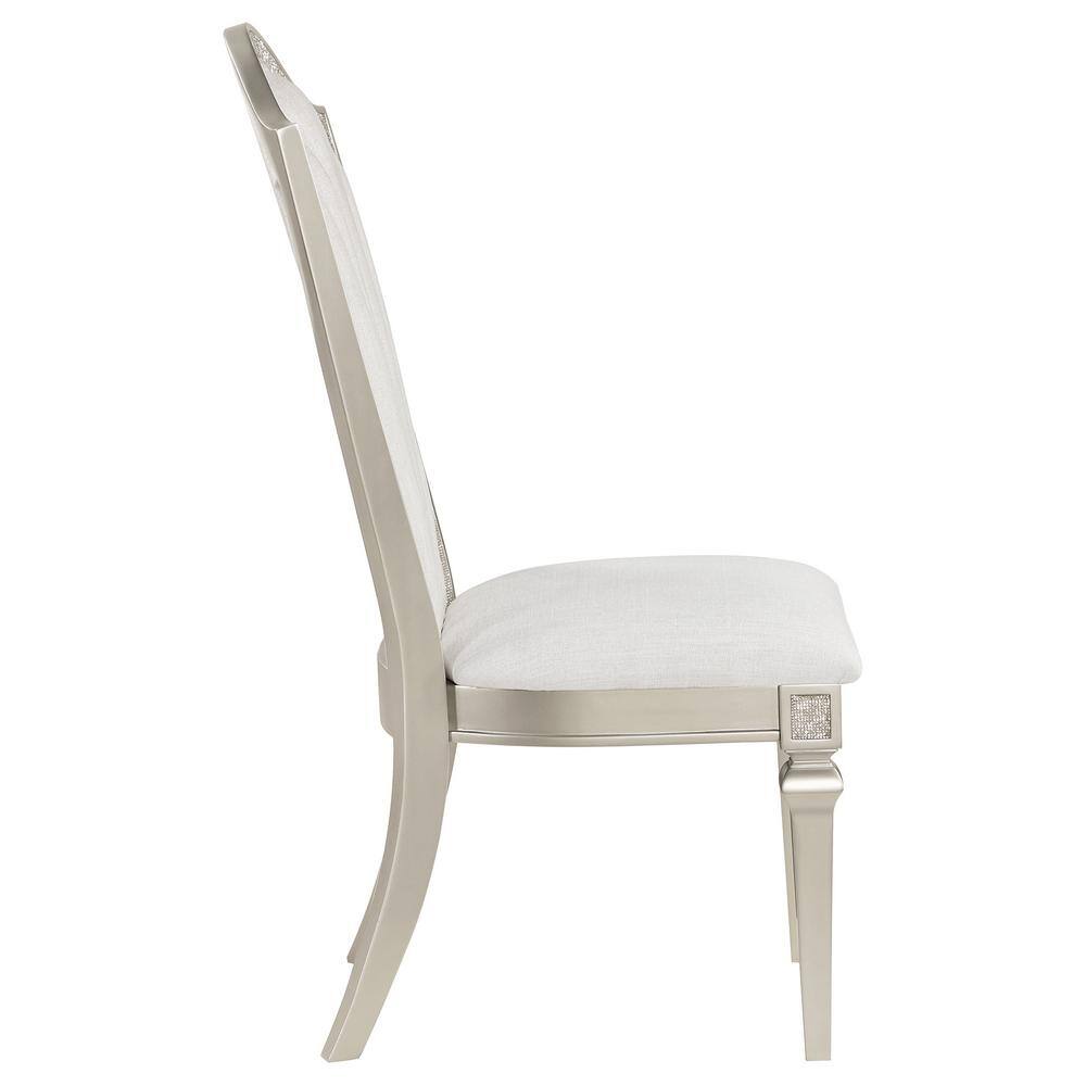 Evangeline Ivory and Silver Oak Upholstered Side Chair Set