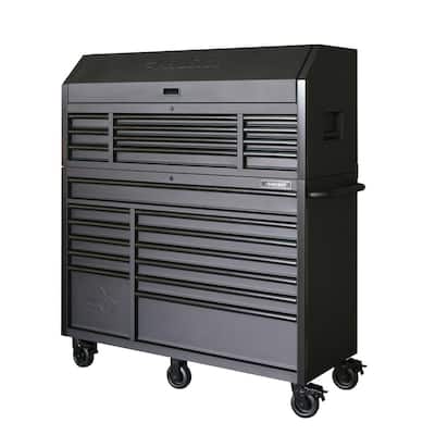 Heavy-Duty 56 in. W 23-Drawer, Deep Combination Tool Chest and Rolling Cabinet Set in Matte Black