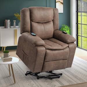 Brown Polyester Massage Chair with 8-Point Vibration, 5-Modes, 4-Area, Remote Control, Side Pocket
