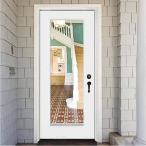 Legacy 30 in. x 80 in. Universal Handing Full-Lite Clear Glass Primed Unfinished Fiberglass Front Door Slab