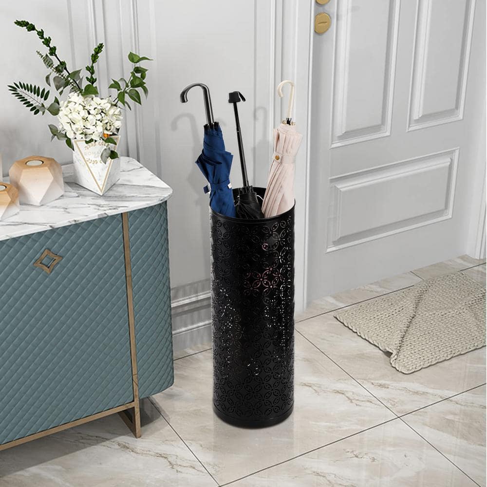 Black Metal Round Water Resistant Umbrella Stand