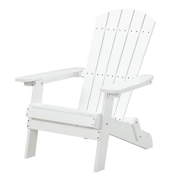 Classic White Plastic Folding Adirondack Chair