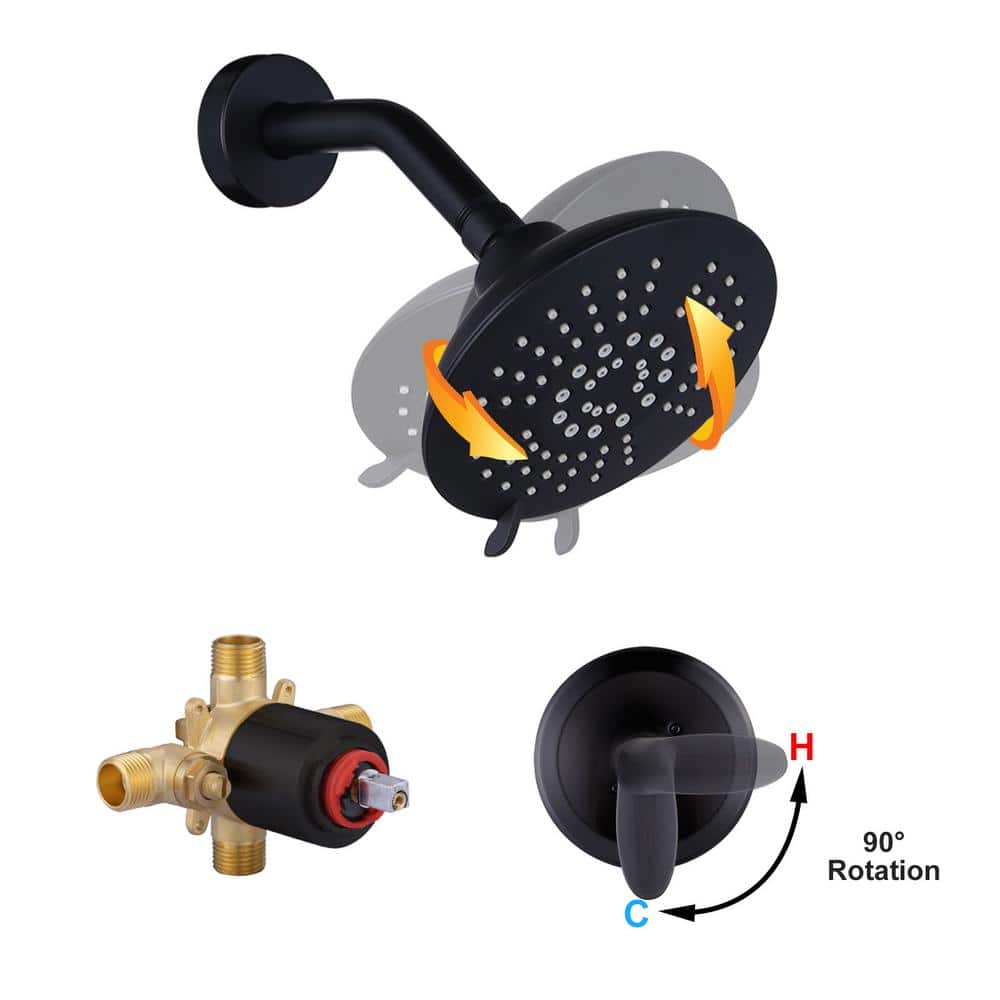 Matte Black Single Handle 5-Spray Wall Mounted Shower Faucet