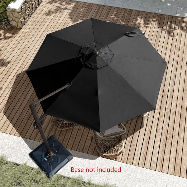 Pellebant 10 ft. Round Aluminum Outdoor Heavy-Duty 360° Rotation Adjustable Tilt Cantilever Patio Umbrella in Black with No Base