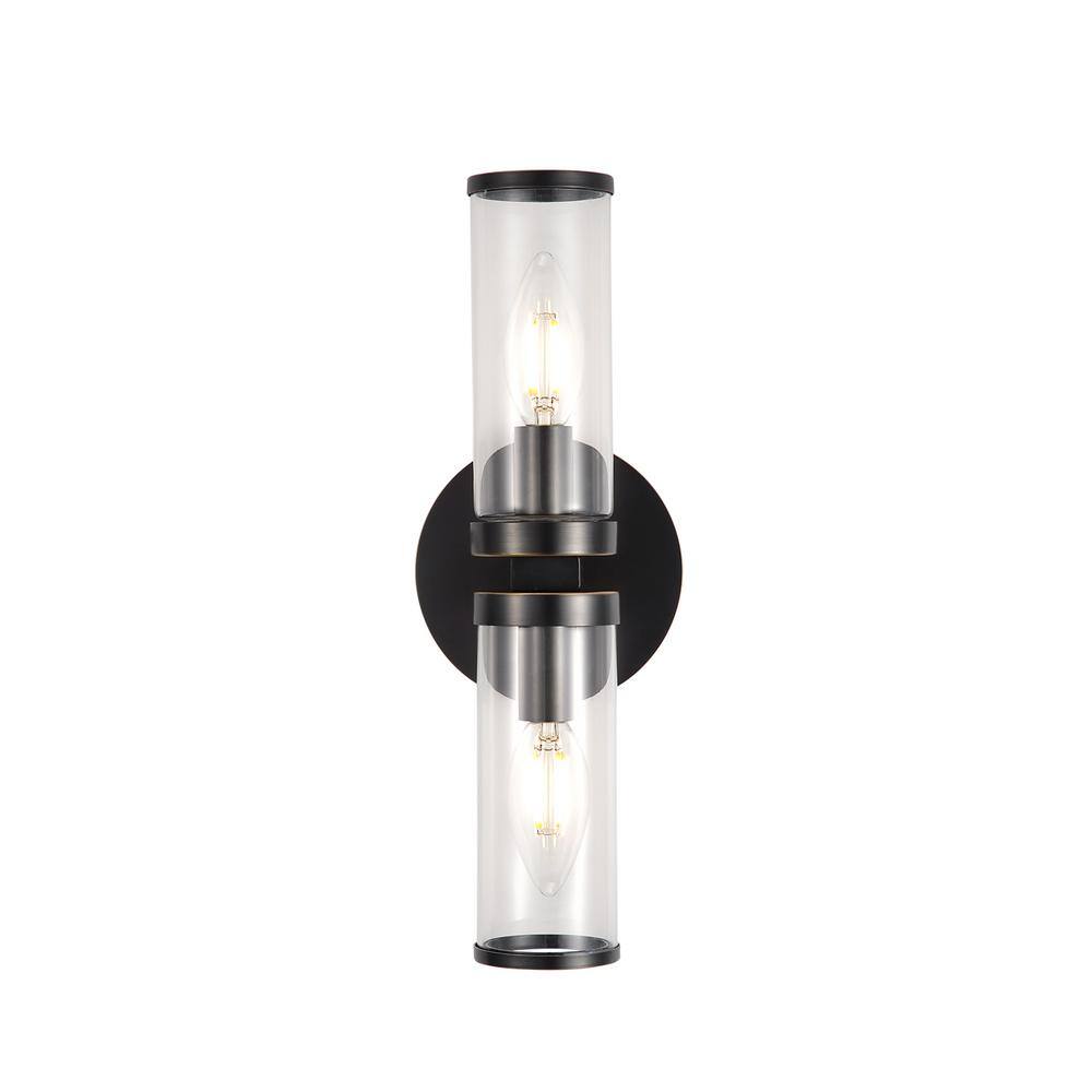 Urban Bronze and Brass Cylinder Wall Sconce