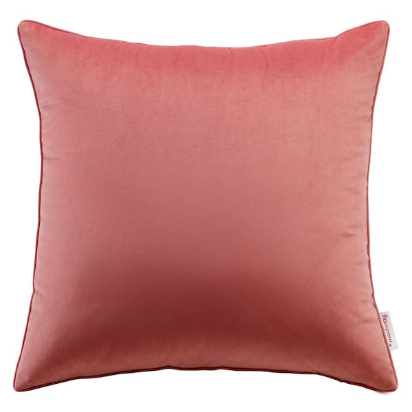 MODWAY Enhance Blossom Solid French Piping Trim 20 in. x 20 in. Performance Velvet Throw Pillow