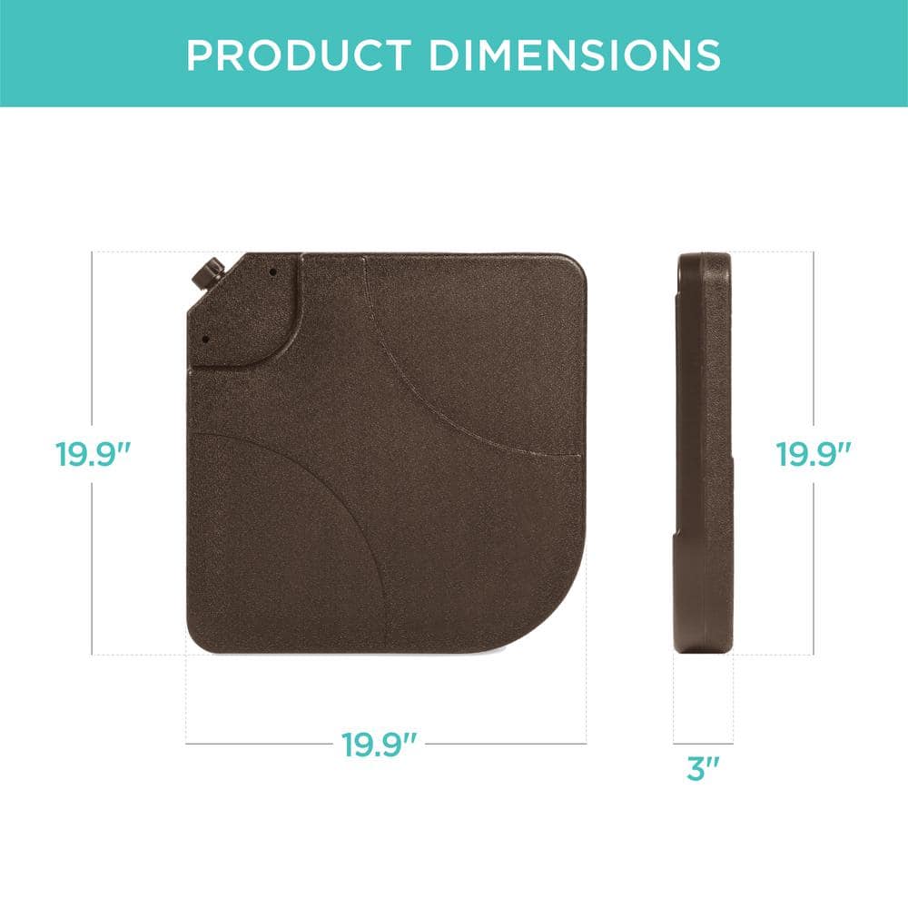 Brown Plastic Square Parasol Base with Easy-Fill Spouts