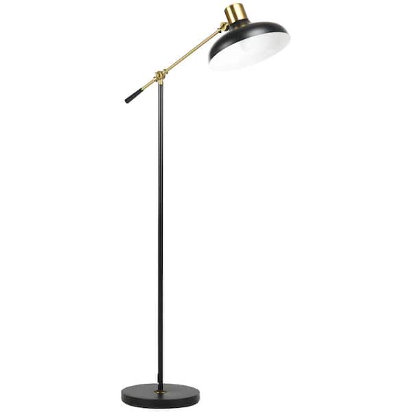 Sunpez 65 in. Black and Gold 1-Light Height-adjustable Standard Floor ...