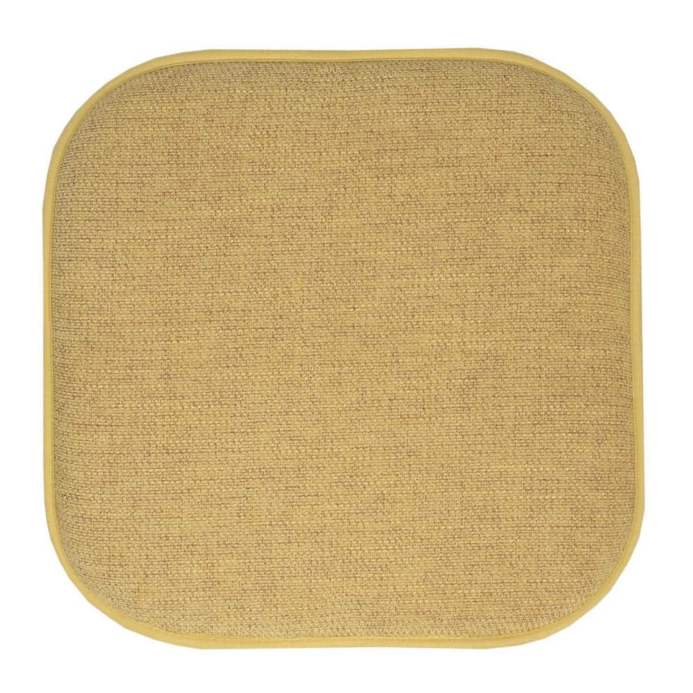 Alexis Gold Memory Foam Non-Slip Chair Cushion Set, 16" x 16", 4 Pack