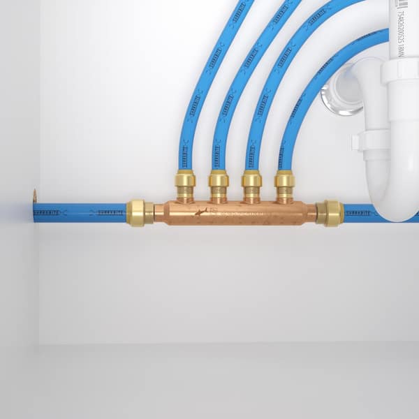 3/4 in. x 1/2 in. Push-to-Connect Copper 4-Port Open Manifold Fitting