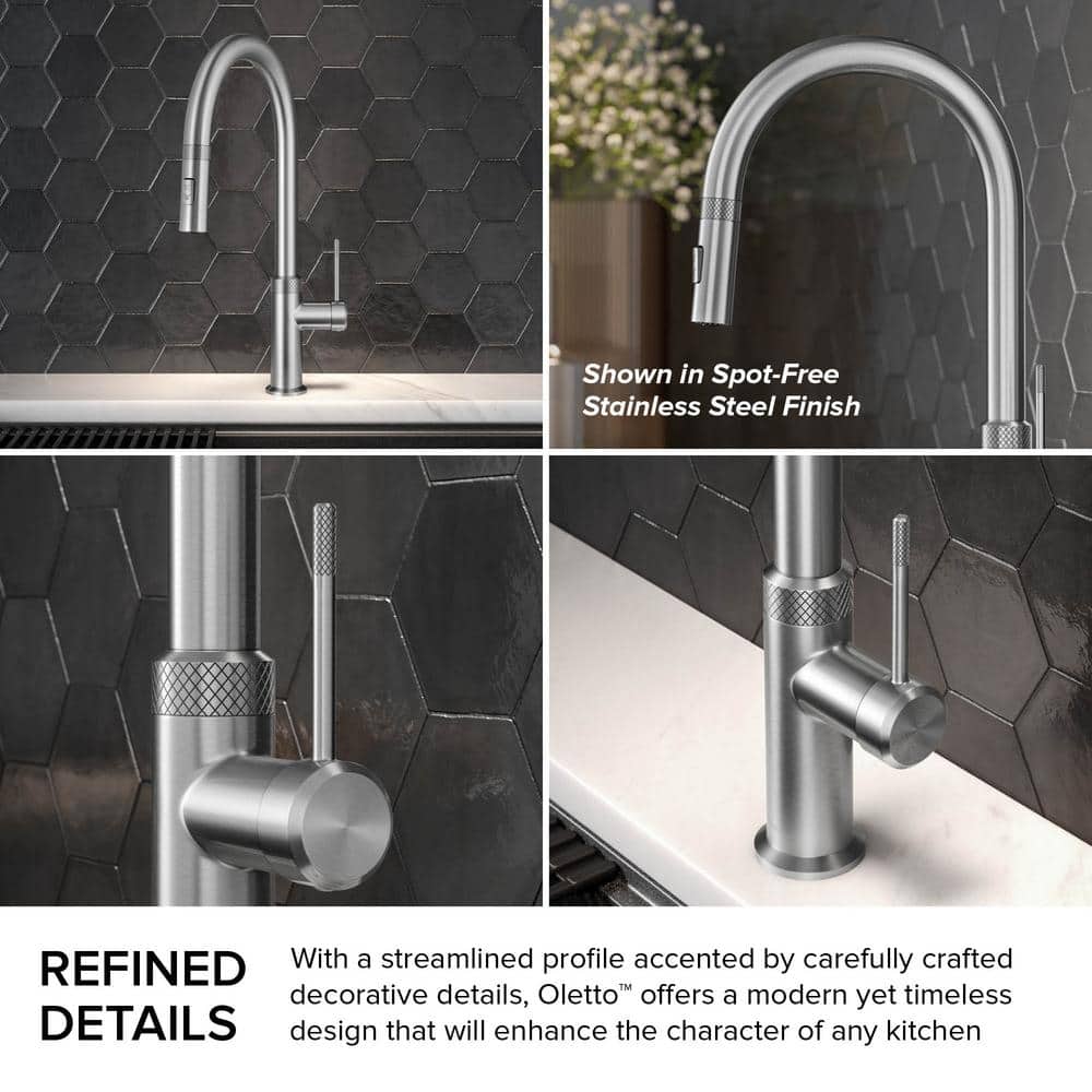 Spot-Free Stainless Steel High-Arc Kitchen Faucet with Pull-Down Spray