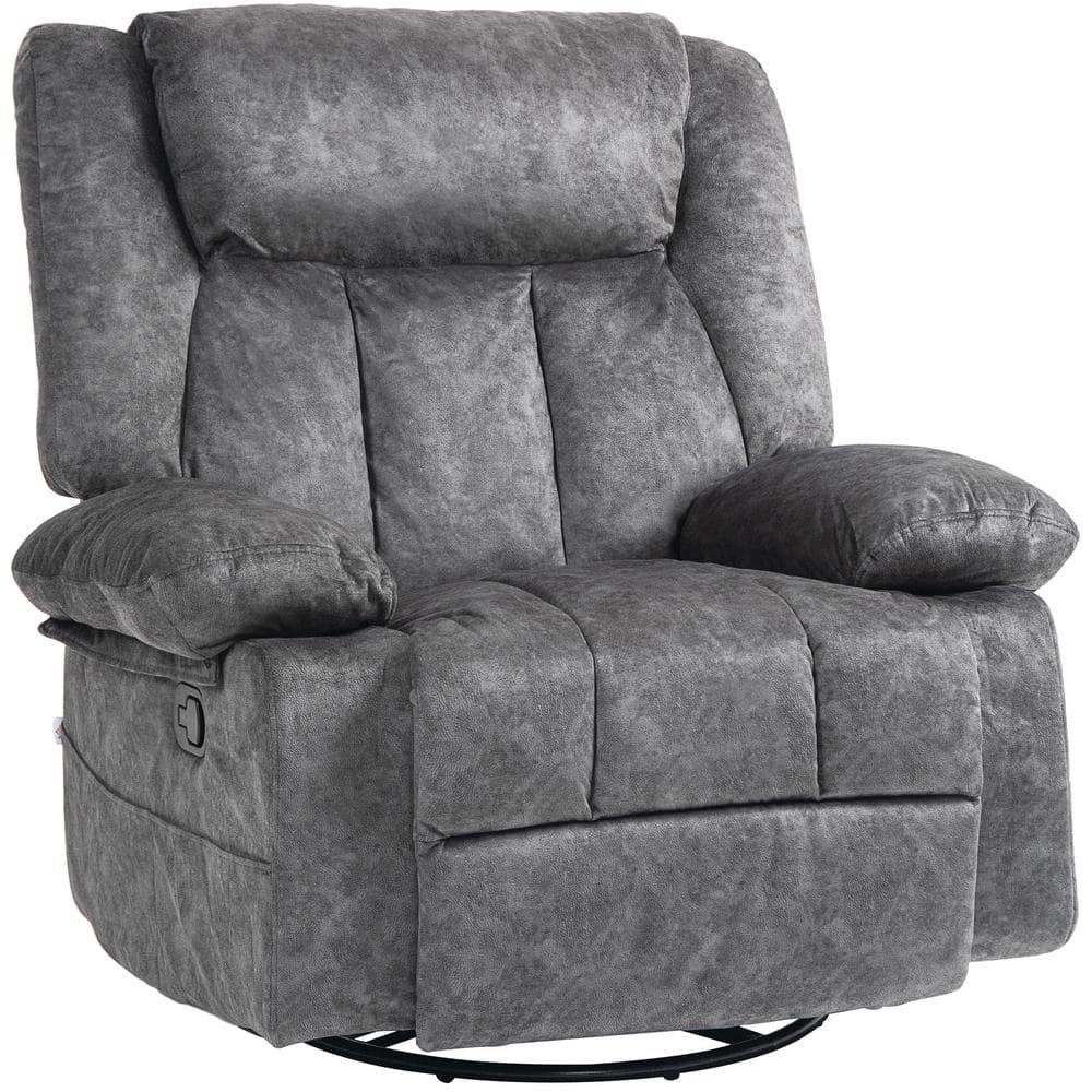 HOMCOM Swivel Rocker Recliner Chair for Living Room, Fabric Reclining ...