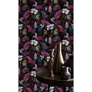 Multi Color Bold Machine Washable Floral Jungle, Non-Woven Non-Pasted Double Roll Wallpaper