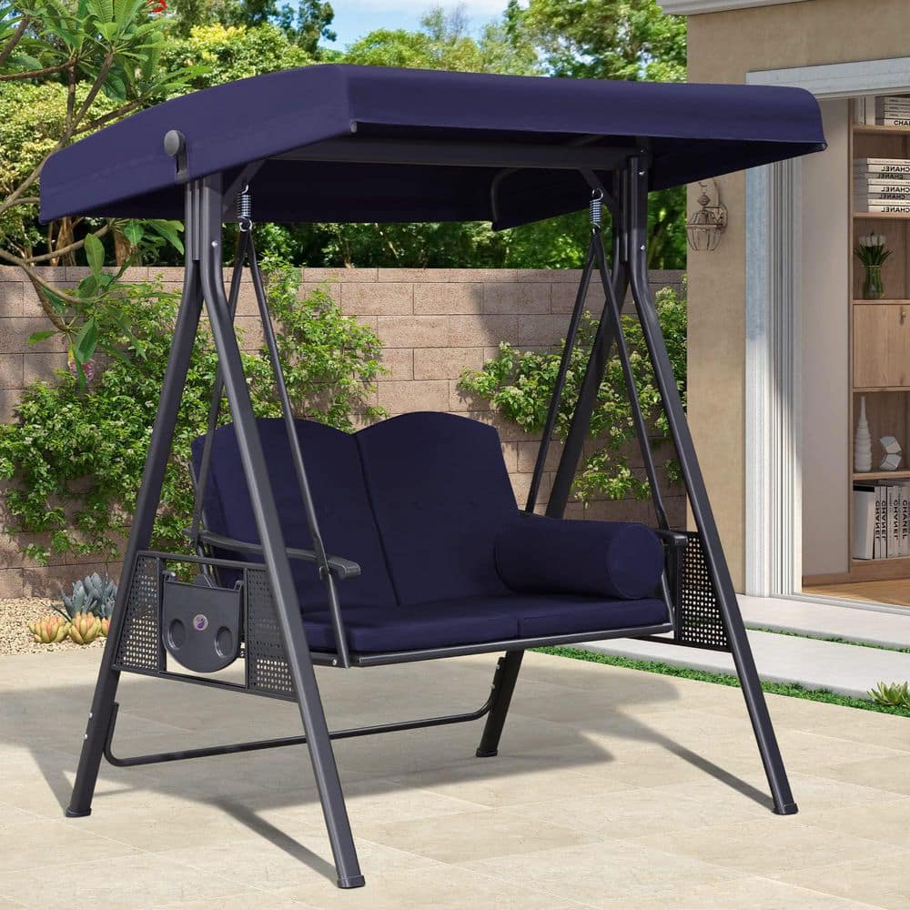 PURPLE LEAF 2-Person All-Weather Steel Frame Porch Swing