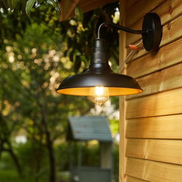 1-Light Dark Bronze Outdoor Barn Light Sconce (2-Pack)
