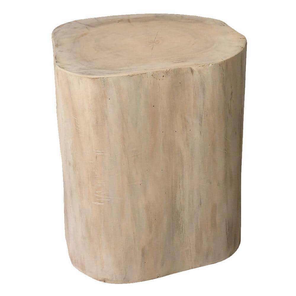 Padma's Plantation Natural Tree Stump 15 in. Whitewash Round Wood 15 in
