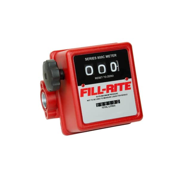FILL-RITE 3/4 in. 19 LPM - 76 LPM 3-Wheel Mechanical Liter Flow Meter Aluminum Fuel Transfer Liter Meter