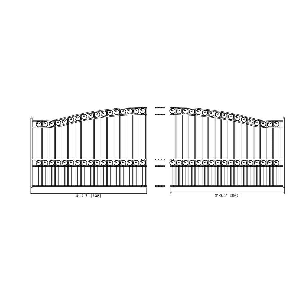 Paris Style Black Steel Sliding Driveway Gate with Pedestrian Gate