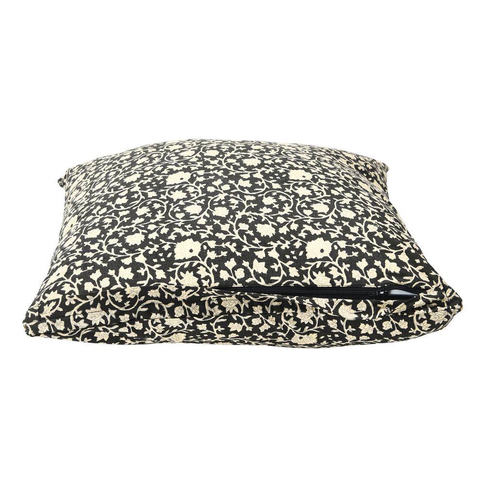 Vintage Black and White Floral Cotton Throw Pillow