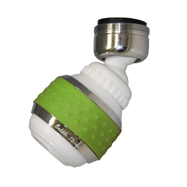 Bubble-Stream 1.5 GPM Soft Grip Water-Saving Swivel Spray Aerator in White and Green