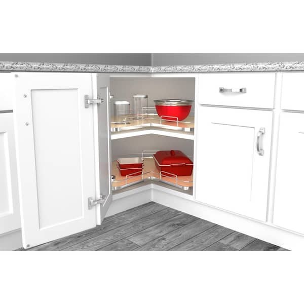Solid Surface Kidney-Shaped Lazy Susan for Corner Base Cabinet w/ Swivel Bearing