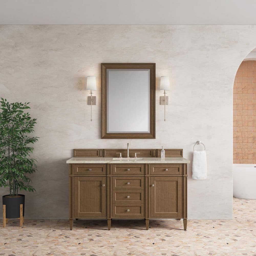 Brittany 60.0 in. Single Bath Vanity in Saddle Brown with Tajnar Engineered Composite Top price history on PriceWatchPro