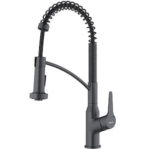 Scottsdale Single Handle Pull Down Sprayer Kitchen Faucet in Polished Black Gunmetal Grey