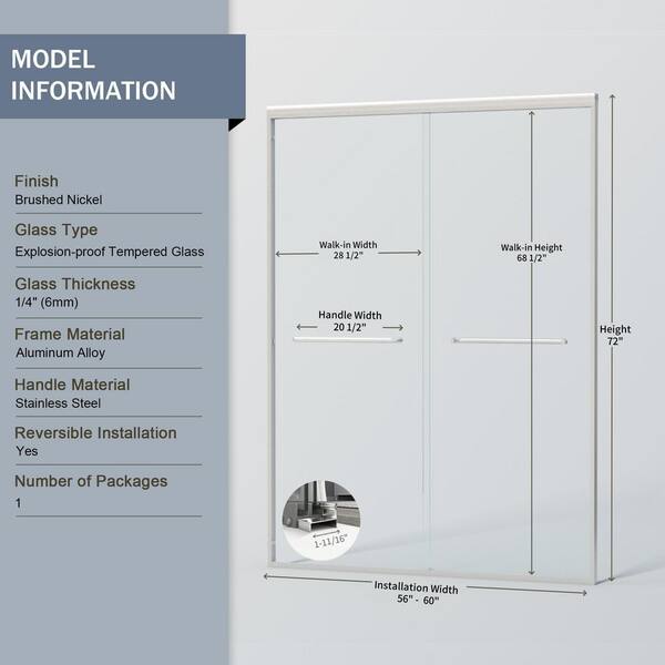 Abruzzo 60 in. W x 72 in. H Sliding Double Framed Bathroom Shower