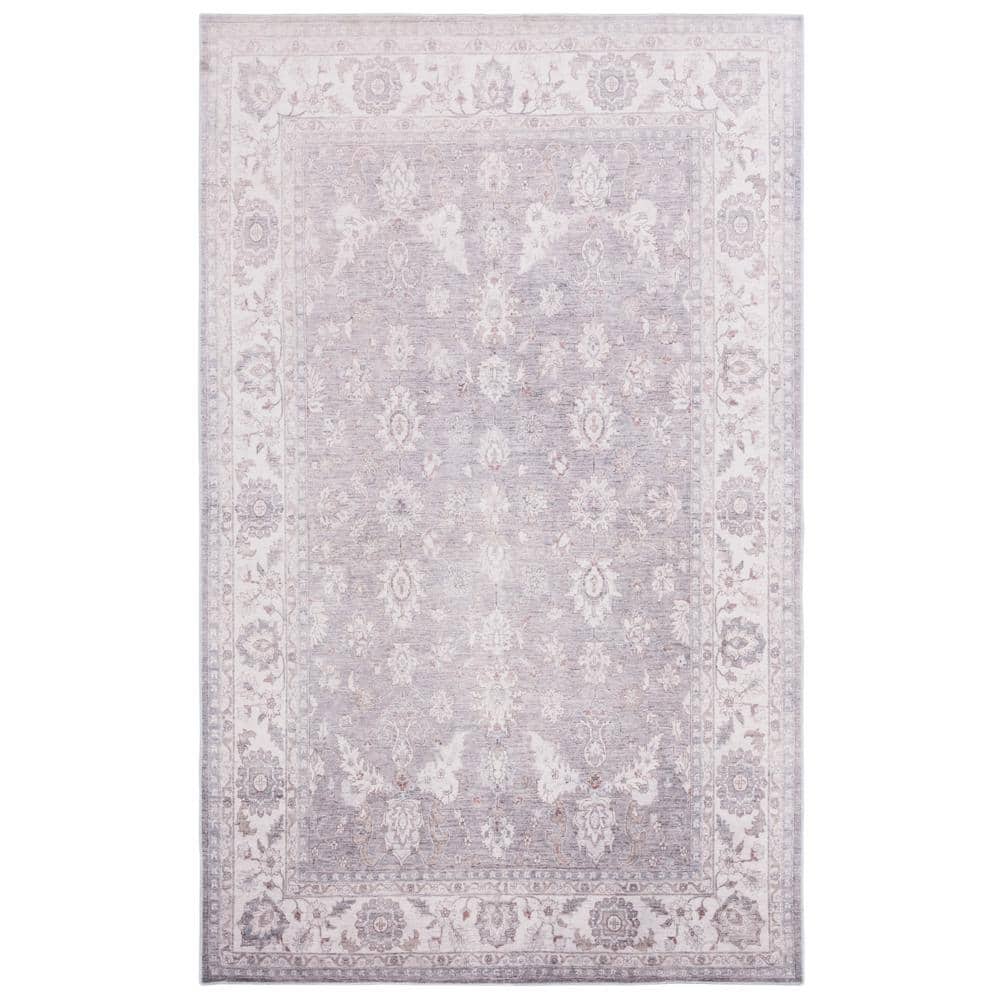 Arizona Gray/Ivory 6 ft. x 9 ft. Distressed Border Ornate Machine Washable Area Rug price history on PriceWatchPro