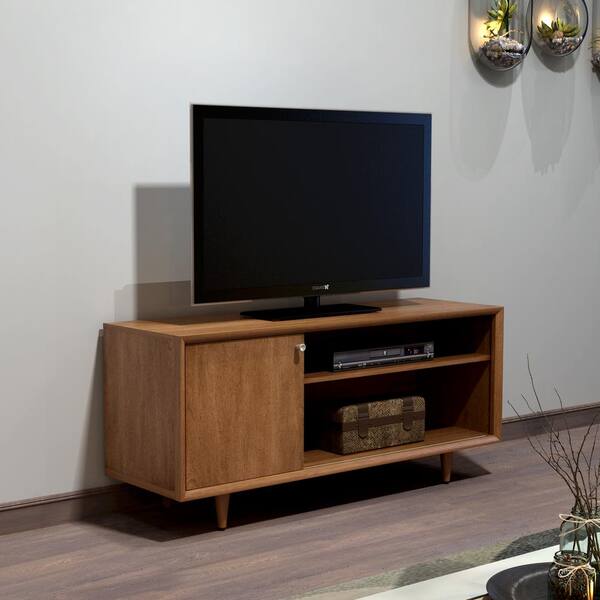 Bell'O Fairgrove 17 in. Broadwalk Birch Particle Board TV Stand Fits TVs Up to 60 in. with Adjustable Shelves