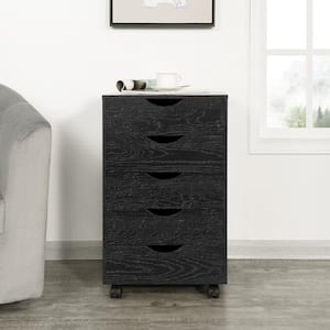 5-Drawer Distressed Black 26 in. H x 16 in. W x 16 in. D Wood Lateral File Storage Cabinet