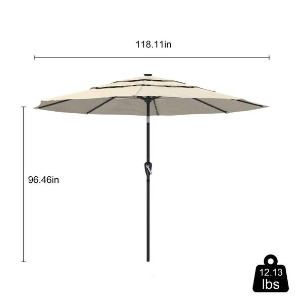 Boyel Living 10 ft. LED 3-Tier Patio Market Umbrella in Beige with Double Airvent - image 5