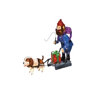 34 in. Rudolph 3D Pre-Lit Led Yard Art Standing Yukon And Dog