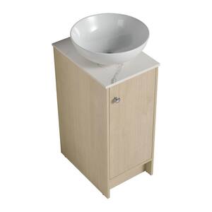 15.5 in. W x 18.9 in. D x 35.5 in . H Floor Bath Vanity in Plain Light Oak with White Ceramic Top and Round Sink