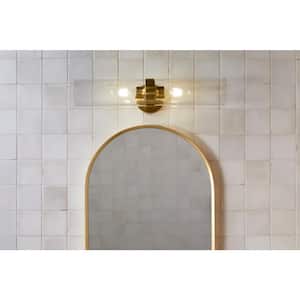 Purist 2 Light Brushed Moderne Brass Indoor Bathroom Vanity Light Fixture, UL Listed