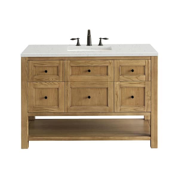 James Martin Vanities Breckenridge 48.0 in. W x 23.5 in. D x 34.2 in. H Single Bathroom Vanity Light Natural Oak and Lime Delight Quartz Top
