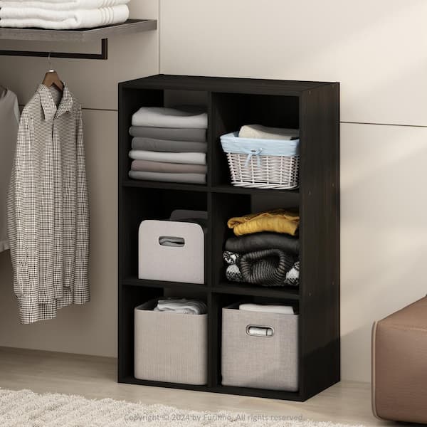 35.86 in. Tall Americano Wood 9-Shelf Cube Bookcase with Open Shelves