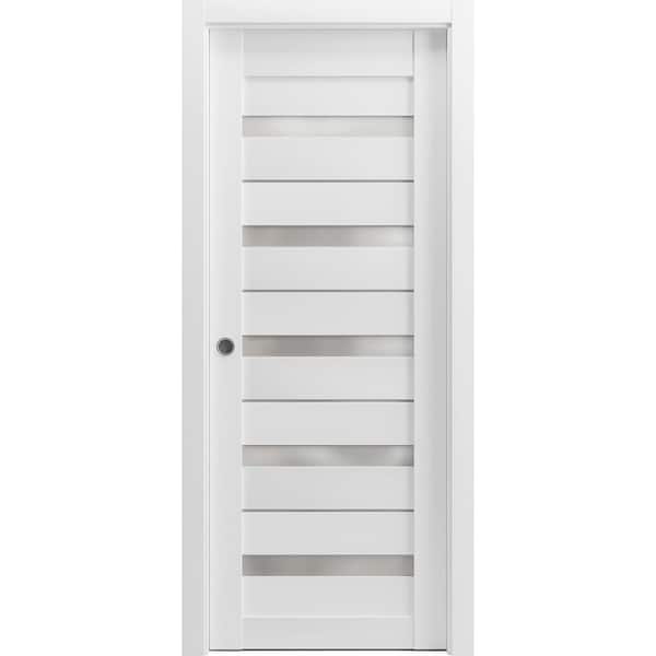 Sartodoors 24 in. x 96 in. 1 Panel White Finished MDF Sliding Door with Hardware