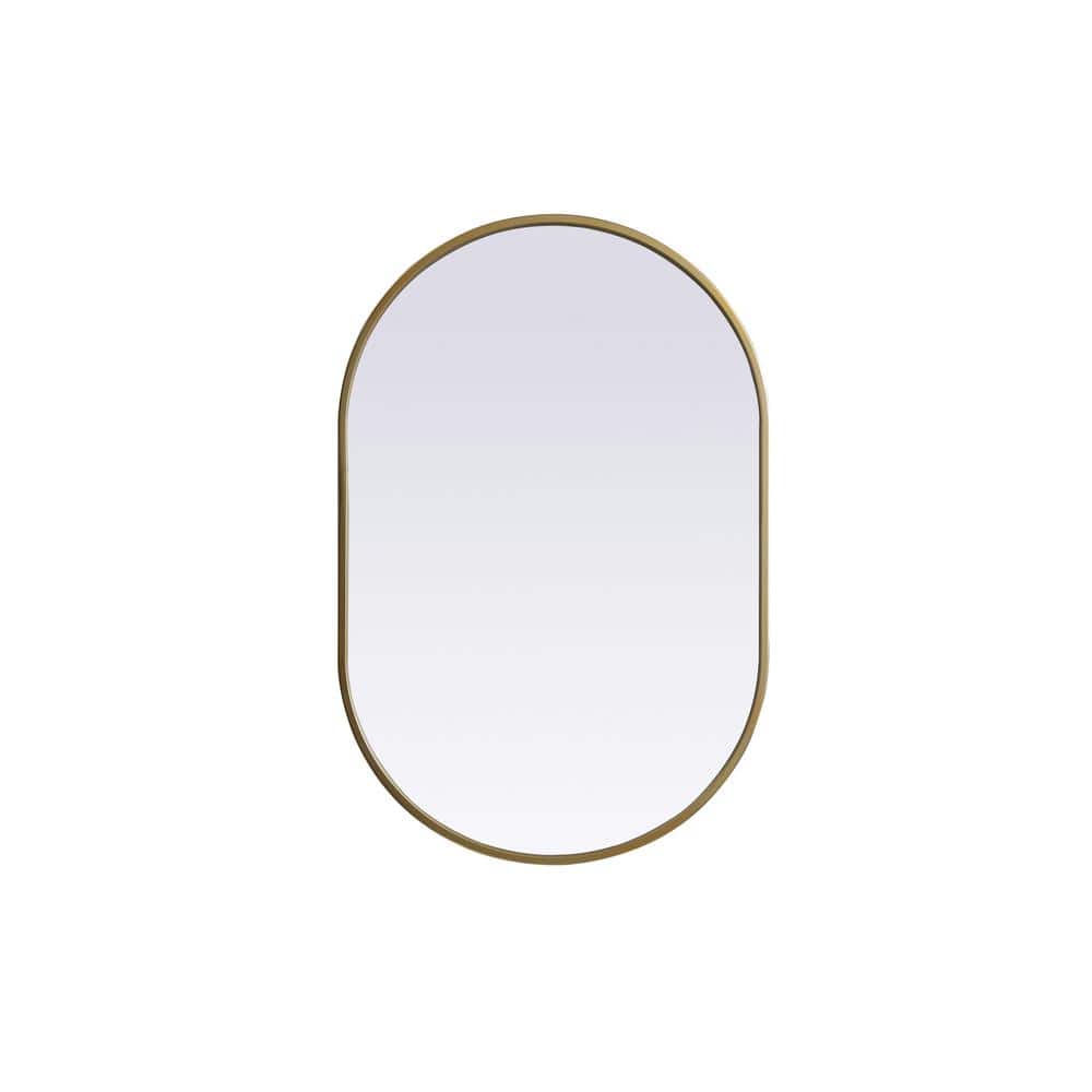 Simply Living 20 in. W x 30 in. H Oval Metal Framed Brass Mirror