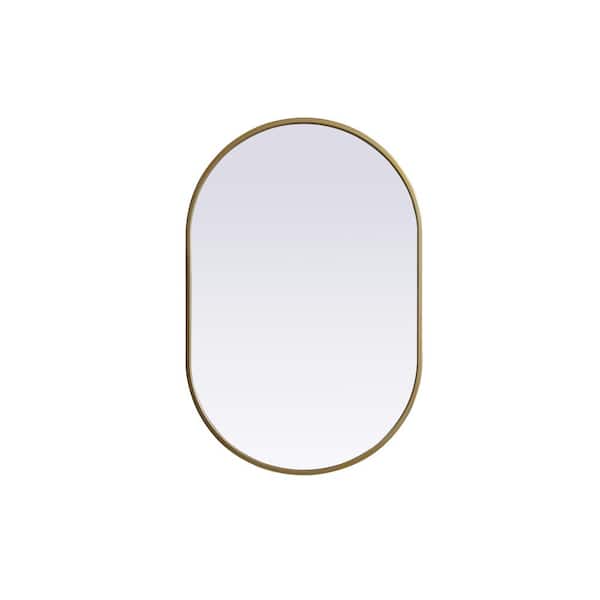Unbranded Simply Living 20 in. W x 30 in. H Oval Metal Framed Brass Mirror