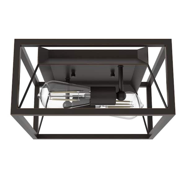 Doherty 12 in. 2-Light Onyx Bengal Flush Mount