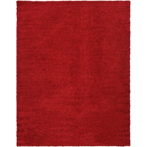 Solid Shag Cherry Red 10 ft. x 13 ft. Area Rug