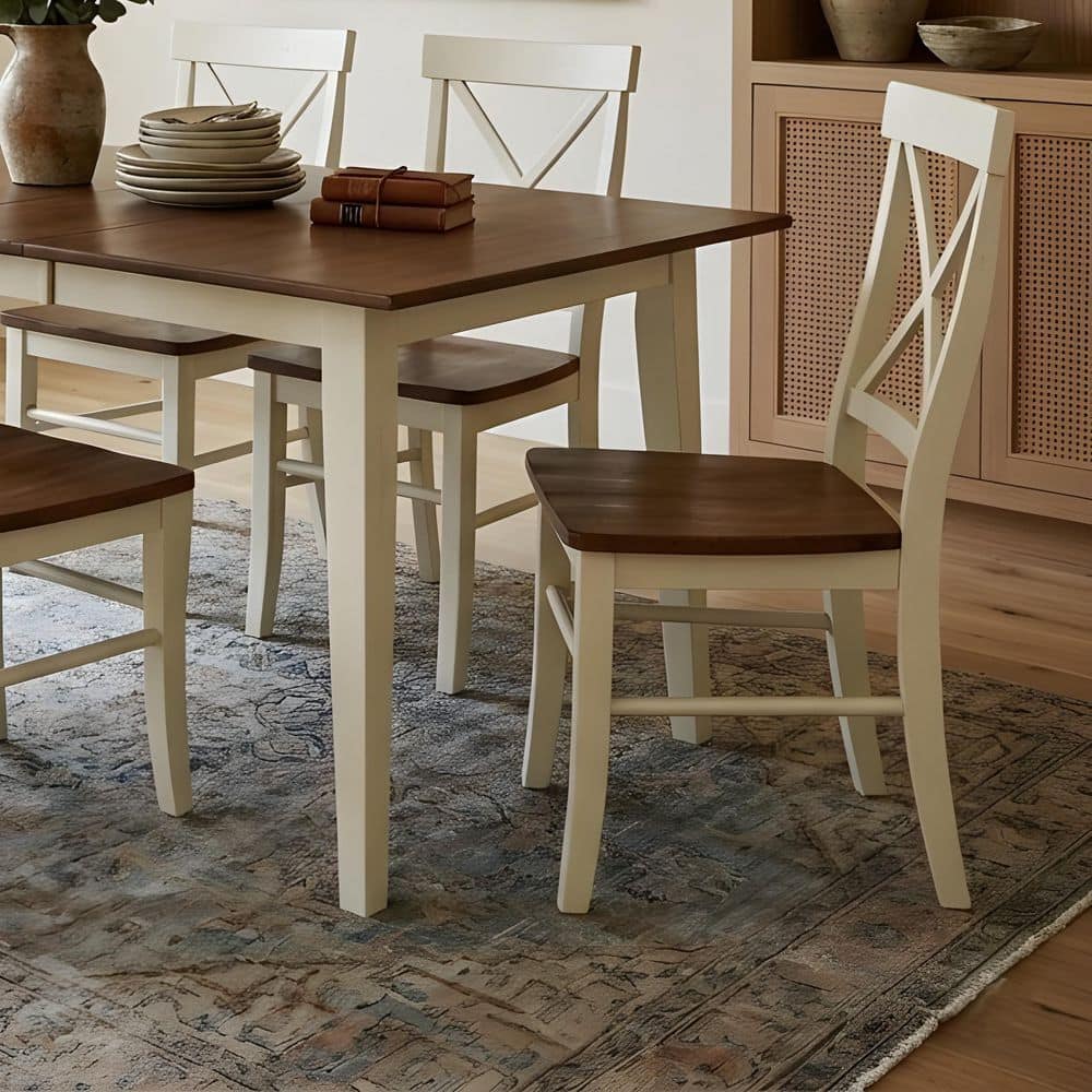 International Concepts Alexa Hickory/Shell Solid Wood Dining Chair