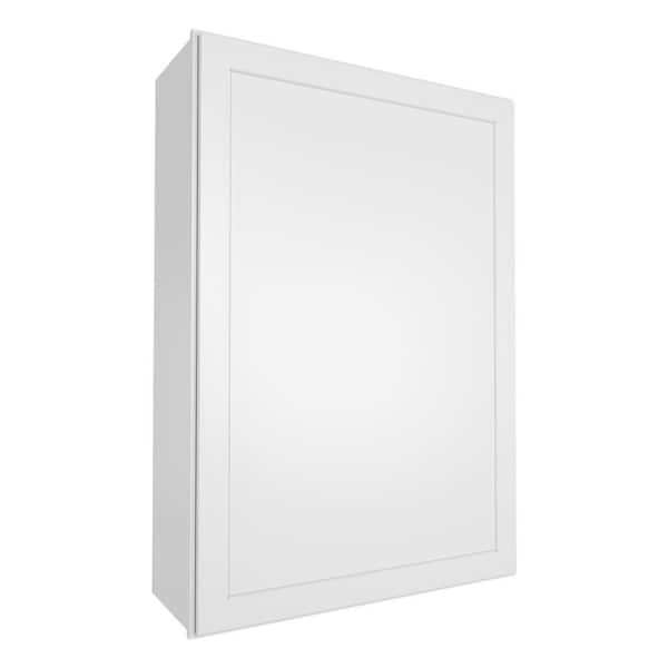 Newport Shaker White Ready to Assemble Wall Cabinet with 1-Door 3-Shelves (21 in. W x 42 in. H x 12 in. D)