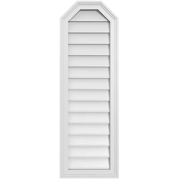 Ekena Millwork 14 in. x 42 in. Octagonal Top Surface Mount PVC Gable Vent: Decorative with Brickmould Frame