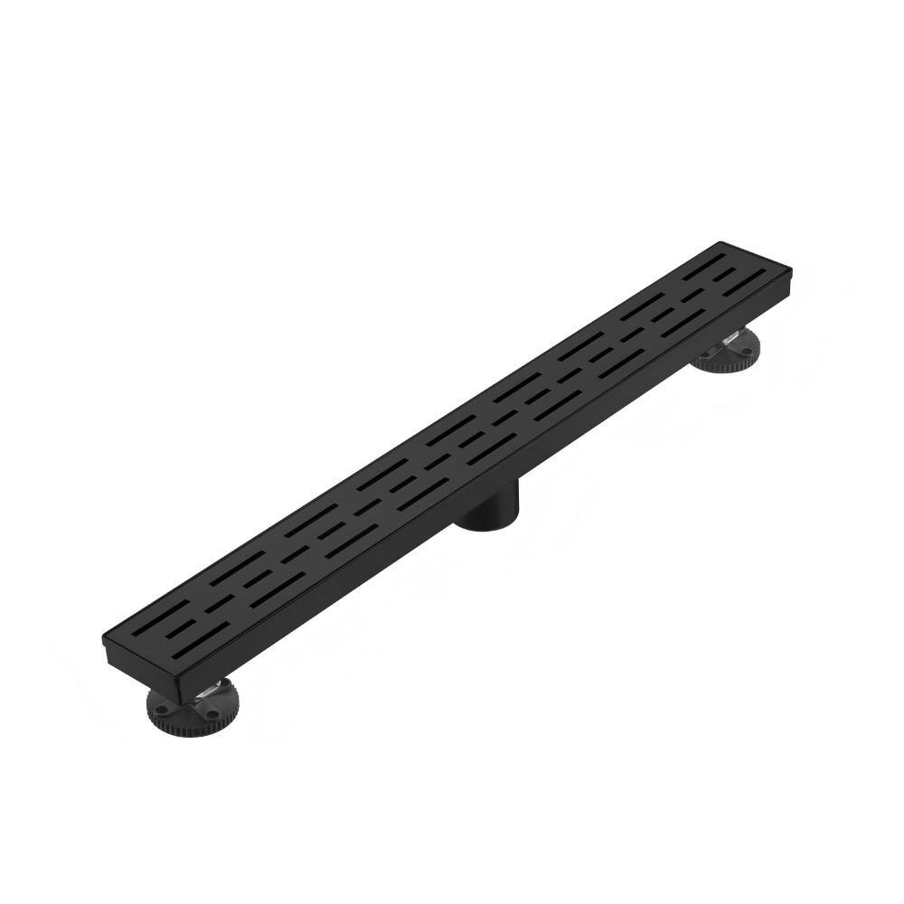 28 in. Linear Shower Drain with Removable Grid Grate and Hair Strainer in Matte Black price history on PriceWatchPro