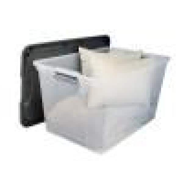 HOMZ 64 qt. Secure Latching Large Plastic Storage Bin with Gray Lid in Clear  (4-Pack) 2 x 3364CLGRTSDC.02 - The Home Depot