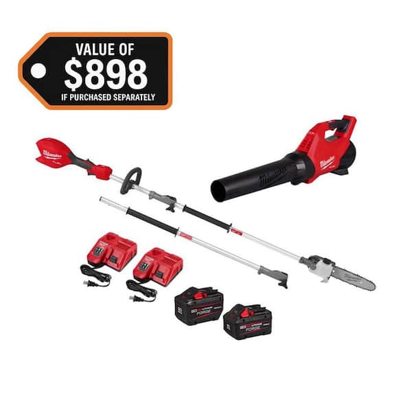 M18 Fuel 18V 10 in. Brushless Cordless QUIK-LOK Battery Powered Pole Saw Kit w/ Blower, (2) Forge Batteries, Charger